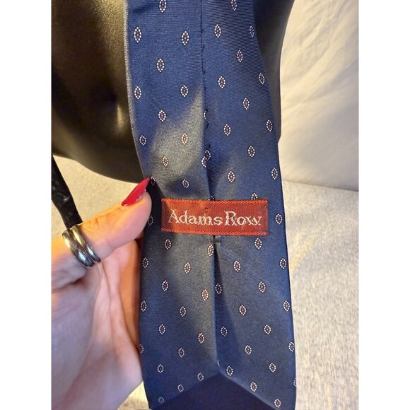 Adams Row Vintage Mens Neck Tie Navy Classic Pattern - Picture 3 of 3